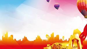 Finanzielles PPT-Hintergrundbild des goldenen Stadthintergrundes