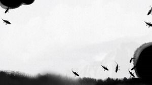 Três imagens de fundo PPT de koi de tinta