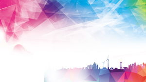 カラー低平面ポリゴン都市PPT背景画像