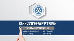 Templat PPT wisuda dinamis stabil tesis biru