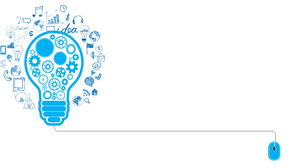 ภาพพื้นหลังสไลด์หลอดไฟเกียร์สีน้ำเงินสร้างสรรค์