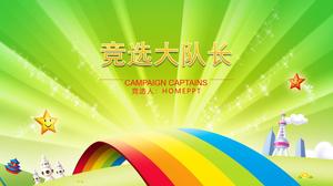 Kartun pelangi latar belakang jembatan kader kampanye diri pengenalan PPT template