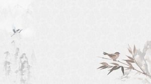 インクと花の中国風PPT背景の6枚の写真