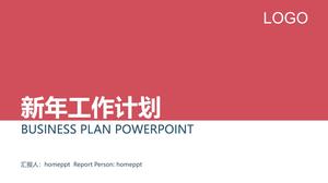 Minimalistyczny czerwony i niebieski z szablonem PPT planu nowego roku pracy