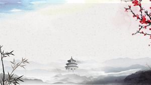 4 잉크 풍경 매화 파워 포인트 배경 그림