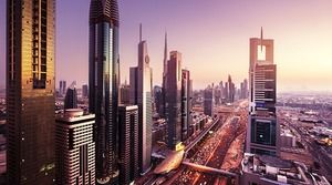 Four exquisite modern business office building PPT background pictures