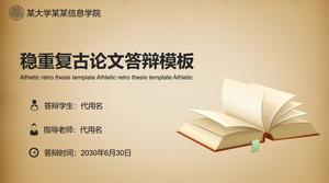 Basit retro ders kitabı simgesi arka plan mezuniyet tez savunma PPT şablonu