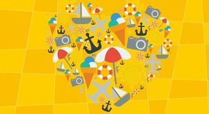 Turuncu güzel yaz Tema çizgi film PPT arka plan resmi