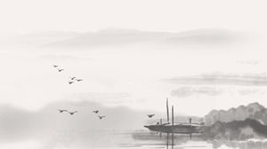 Atramentu chińskiego stylu ppt obrazek w tle