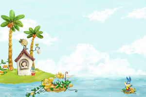 蓝色调画卡通PPT背景图片