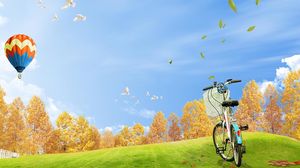 Immagine del fondo PPT del pallone dell'idrogeno della nuvola bianca e del cielo blu