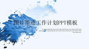 Work plan PPT template with blue simple sea background