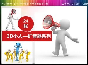 24 méchants blancs PPT tenant des haut-parleurs mégaphone