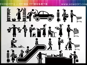 PPT-Charaktersilhouette des einkaufenden Verbrauchers