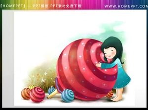 أربع مواد لطيف فتاة صغيرة PPT التوضيح