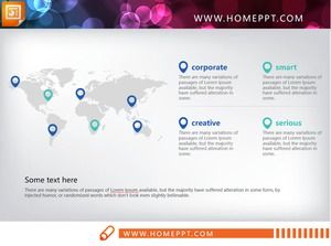 두 개의 파란색과 회색 비즈니스 팬 세계지도 PPT 차트