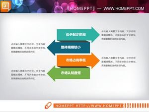 Cuatro flechas de colores dispuestas verticalmente en gráfico PPT