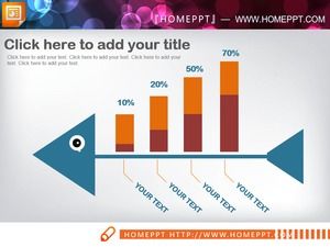 แผนภาพก้างปลา PPT สีแบบแบน