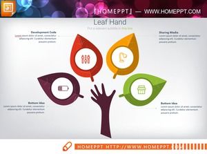 Gráficos PPT de relacionamento paralelo em forma de árvore de 6 cores