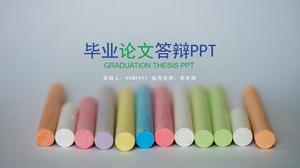 Template PPT pertahanan tesis kelulusan dengan latar belakang kapur berwarna-warni