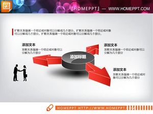 Diagramme PPT de flèche de diffusion microscopique rouge et noir