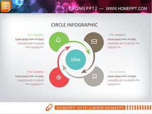 Coloridas cuatro flechas rodean el gráfico agregado de PPT