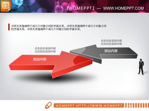 แผนภูมิสี PPT สีแดงและสีดำมีความสัมพันธ์ที่ขัดแย้งกัน