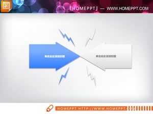 Grafico PPT della relazione di conflitto della freccia blu e bianca