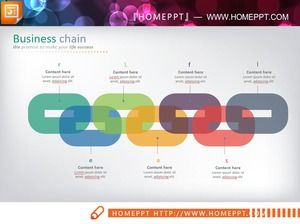 컬러 플랫 체인 모양 연관 관계 PPT 차트