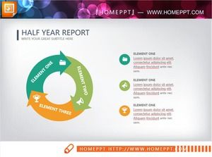 절묘한 플랫 3 화살표 사이클 관계 PPT 차트