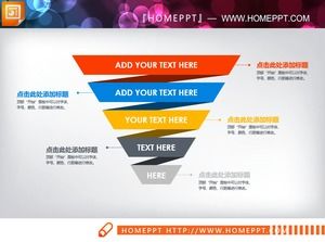 Color folding inverted triangle shape hierarchical relationship PPT chart
