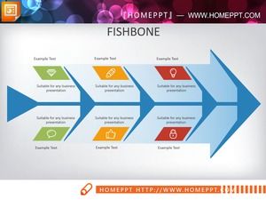 Diagramme en arête de poisson PPT flèche bleue