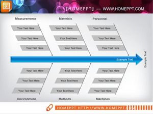 Diagrama de espinha de peixe PPT atmosférico azul cinza