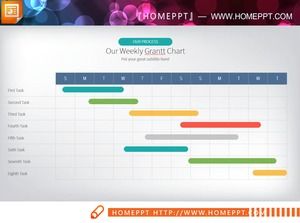 Gráfico de cores plano de progresso do trabalho PPT Gantt