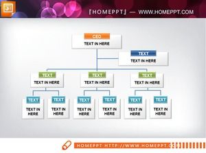 三個豐富多彩的實用公司組織PPT樹形圖