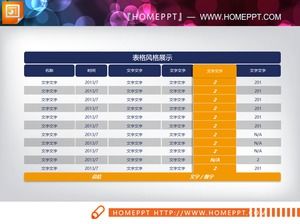 Синяя и желтая цветовая комбинация практических данных таблицы PPT