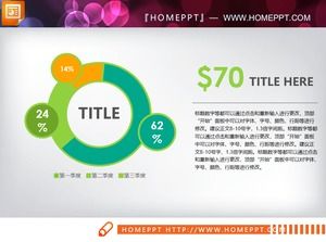 绿色三数据比率说明PPT饼图