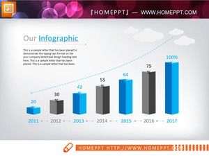 أزرق رمادي ثلاثي الأبعاد الرسم البياني PPT