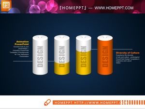 电池样式的三维PPT直方图