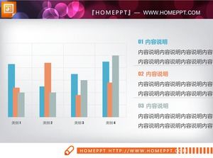 6 colorful flat PPT histograms