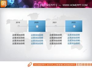 Cronologia PPT di colore blu e grigio per lo sfondo della mappa