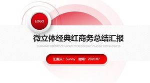 Gradient red geometric wind micro three-dimensional business summary report general ppt template