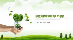 Yeşil küçük taze çevre koruma serisi özet rapor ppt şablonu