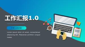 Vector cartoon fluid geometric style business work report ppt template