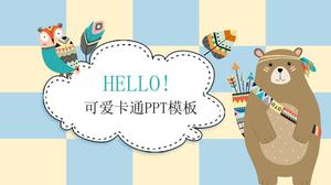 Piccolo orso gufo simpatico cartone animato vento modello animale tema ppt
