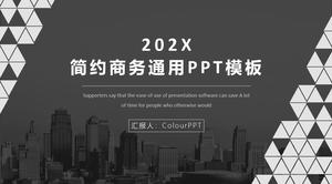 เทมเพลต PPT รายงานสรุปการทำงานของธุรกิจแบนสีเทารูปแบบสามเหลี่ยม