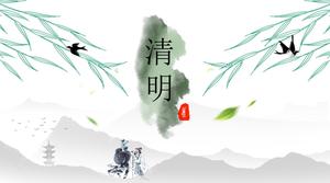 Șablon ppt tradițional în stil chinezesc tradițional Qingming