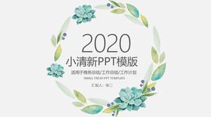 Akwarela wieniec roślin mały świeży szablon ppt w stylu literackim