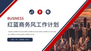 Szablon planu pracy ppt czerwony i niebieski w stylu geometrycznym stylu biznesowym