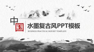 Minimalist çizgi grafik mürekkep retro Çin tarzı ppt şablonu